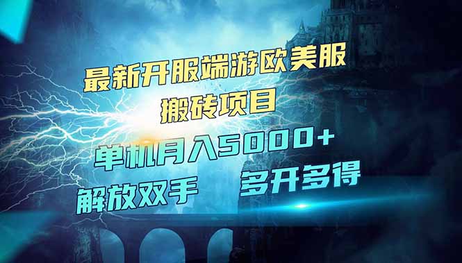 全网热门游戏欧美服端游搬砖，最新开服，项目红利期，单机月入5000+-空域资源网