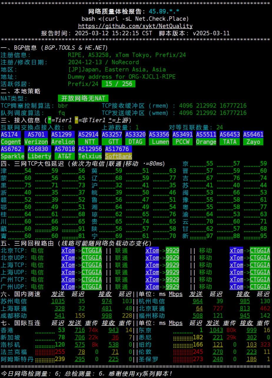 开源优秀项目推荐：VPS参考级测评脚本——网络质量体检脚本 图3