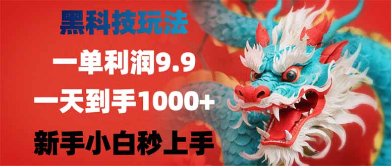 黑科技玩法，一单利润9.9,一天到手1000+，新手小白秒上手-空域资源网