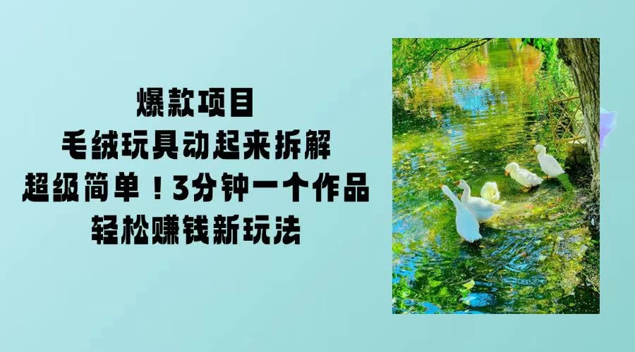 毛绒玩具动起来项目拆解，三四分钟一个作品，轻松转粉赚钱新玩法-空域资源网