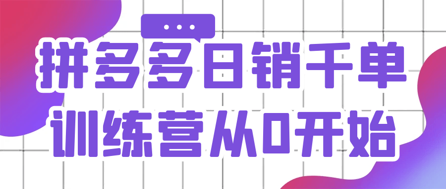 拼多多日销千单训练营从0开始-空域资源网