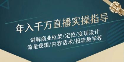 年入千万直播实操指导：讲解商业框架/定位/变现设计/流量逻辑/内容话术/等-空域资源网