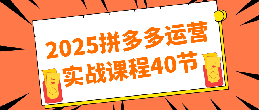 2025拼多多运营实战课程40节-空域资源网