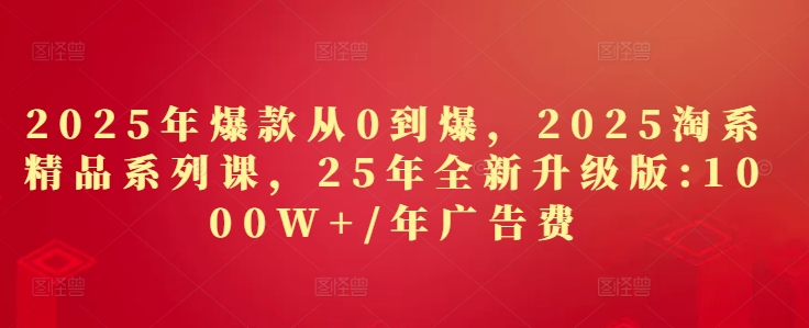 2025年爆款从0到爆，2025淘系精品系列课，25年全新升级版：1000W+1年广告费-空域资源网