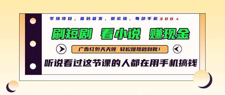 最新短剧平台，刷短剧，看小说，赚现金，一部手机日入300+-空域资源网