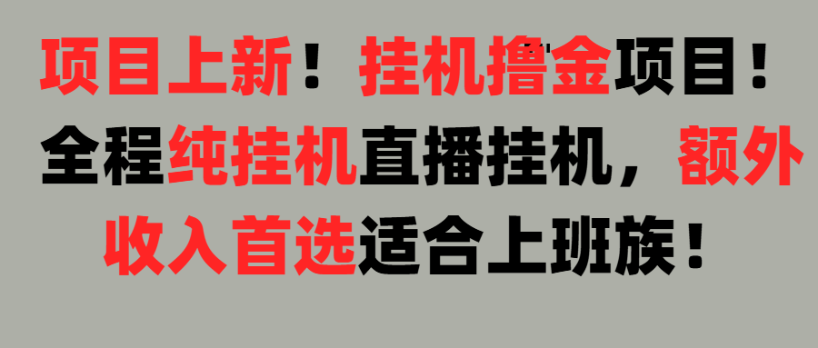 项目上新！挂机撸金项目！全程纯挂机直播挂机，额外收入首选，适合上班族！-空域资源网