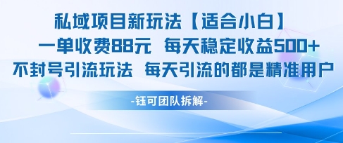 私域项目新玩法【适合小白】 一单收费88.每天稳定收益几张-空域资源网