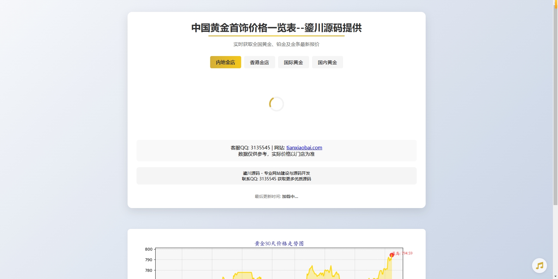 二开黄金首饰价格查询系统源码/已对接数据接口 贵金属价格查询API源码-空域资源网