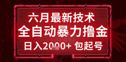 六月最新技术全自动暴力撸金，稳定日入2k+包起号，长期稳定【揭秘】-空域资源网