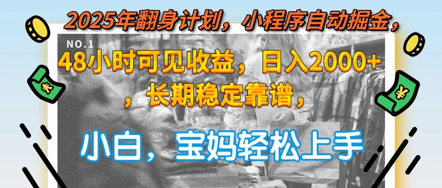 2025年翻身计划，小程序自动掘金48小时可见收益，日入2000+，长期稳定&amp;#8230;-空域资源网