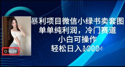 赚钱项目微信小绿书卖套图，仅仅净利润，小众跑道， 小白可实际操作，轻轻松松日入好几张