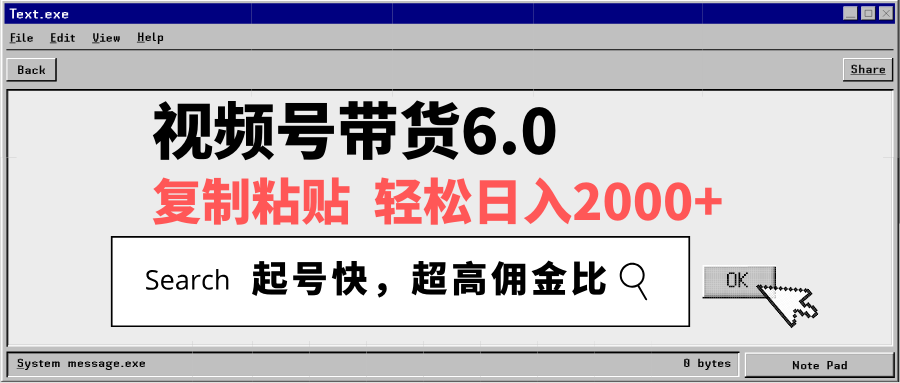 视频号带货6.0，轻松日入2000+，起号快，复制粘贴即可，超高佣金比-空域资源网