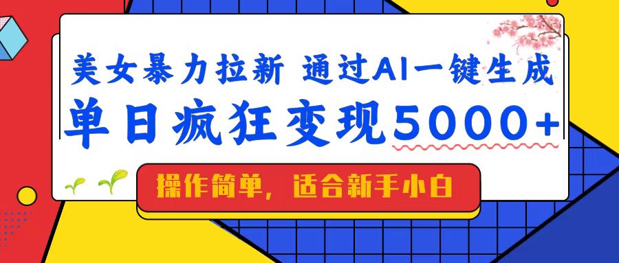 美女暴力拉新，通过AI一键生成，单日疯狂变现5000+，纯小白一学就会！-空域资源网