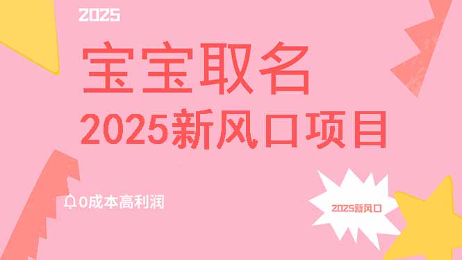 2025新风口项目宝宝取名，0成本高利润，附保姆级教程，月入过万不是梦-空域资源网