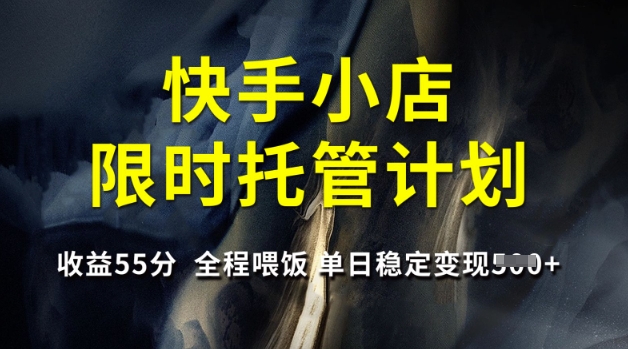 快手小店限时托管计划，收益55分，全程喂饭，单日稳定变现5张【揭秘】-空域资源网