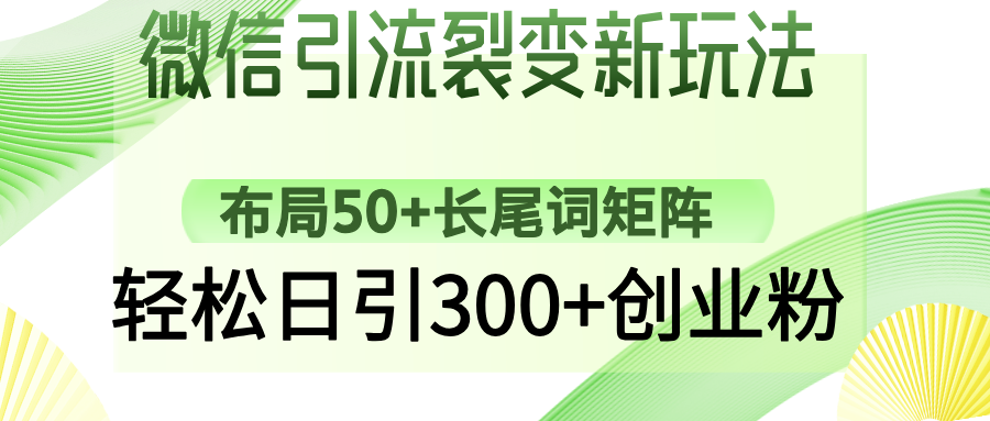 微信引流裂变新玩法：布局50+长尾词矩阵，轻松日引300+创业粉-空域资源网