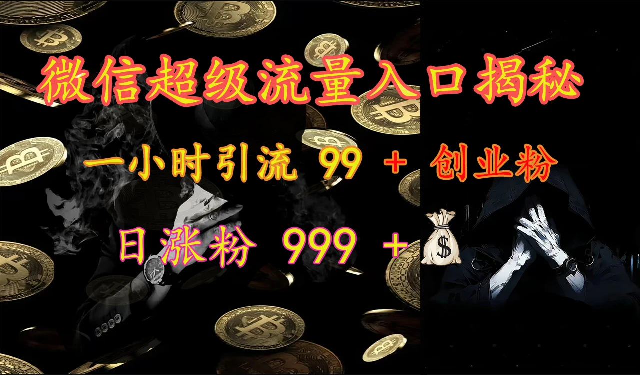 微信超级流量入口揭秘：一小时引流 99 + 创业粉，日涨粉 999 +-空域资源网