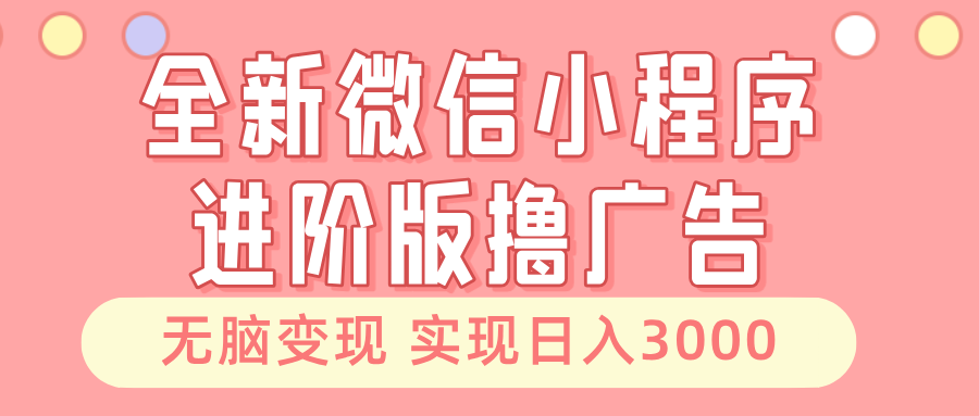 全新微信小程序进阶版撸广告 无脑变现睡后也有收入 日入3000＋-空域资源网