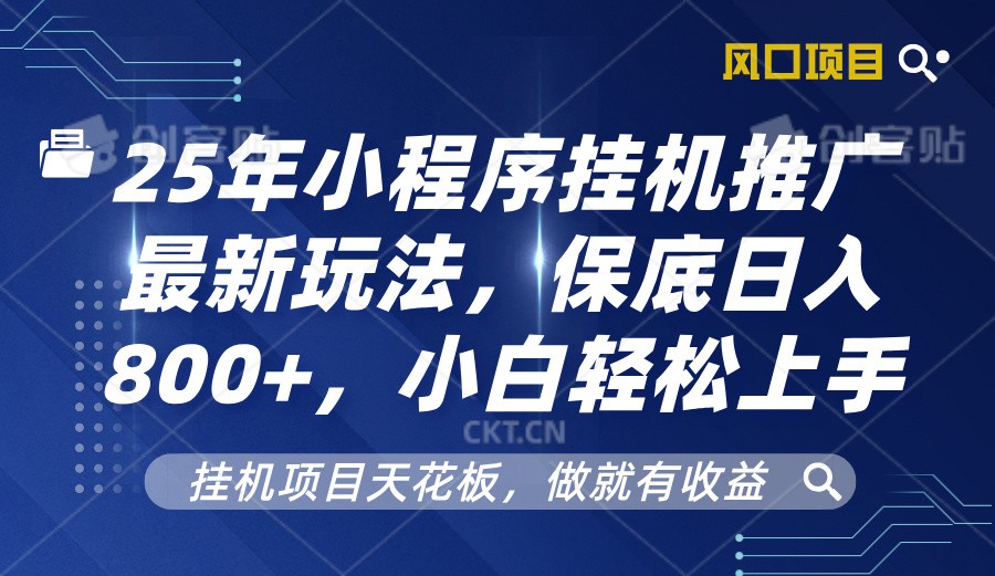 2025年小程序挂机推广最新玩法，保底日入800+，小白轻松上手-空域资源网