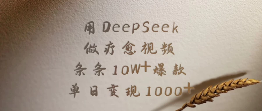 用DeepSeek做疗愈视频，条条10W+爆款，单日变现1000+-空域资源网