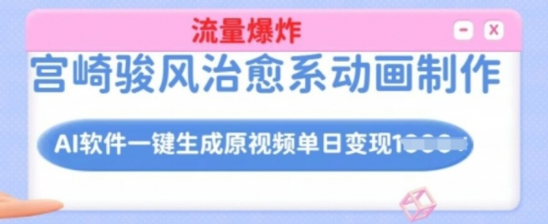 宫崎骏风治愈系动画制作，AI软件一键生成原创视频流量爆炸，单日变现多张，详细实操流-空域资源网