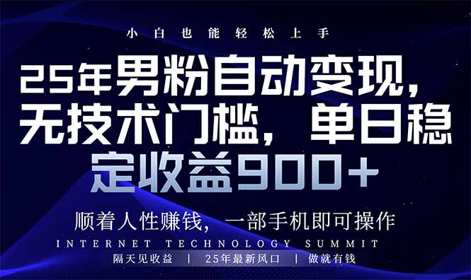 25年男粉自动变现，小白轻松上手，日入900+-空域资源网